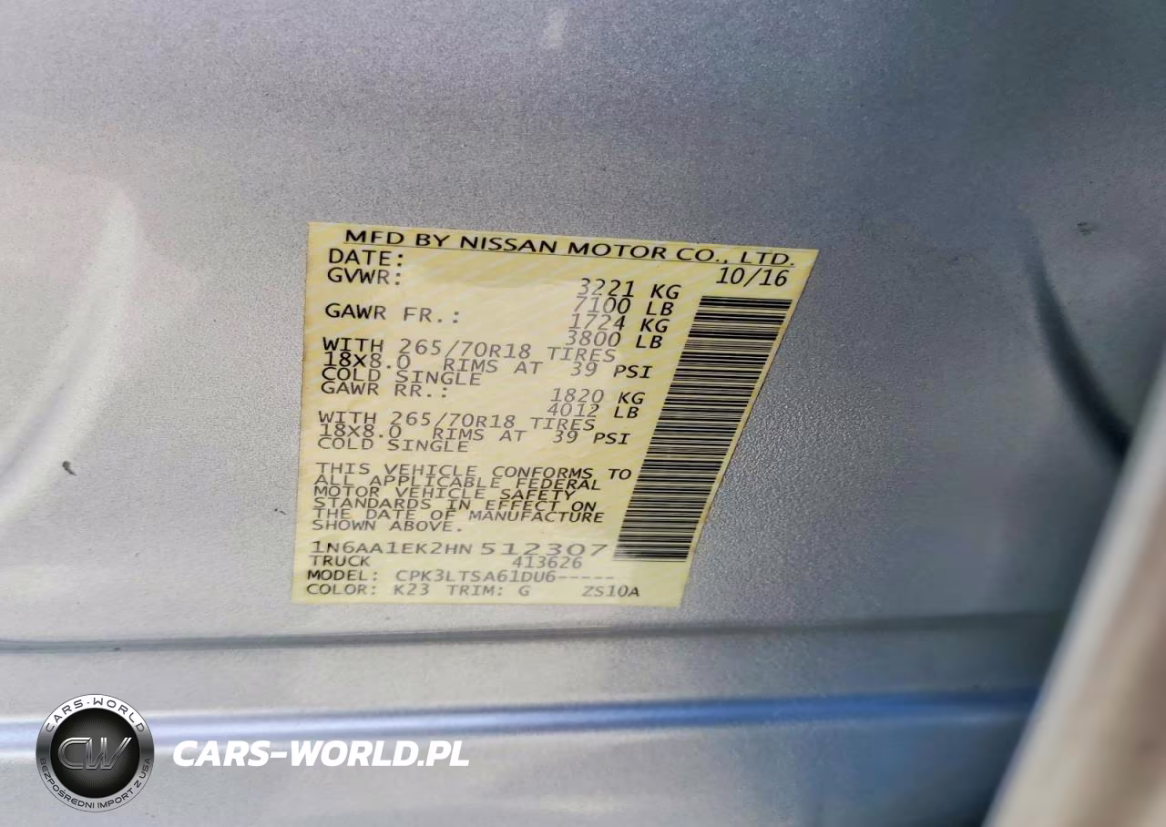2017 Nissan Titan S VIN:1N6AA1EK2HN512307 - 12