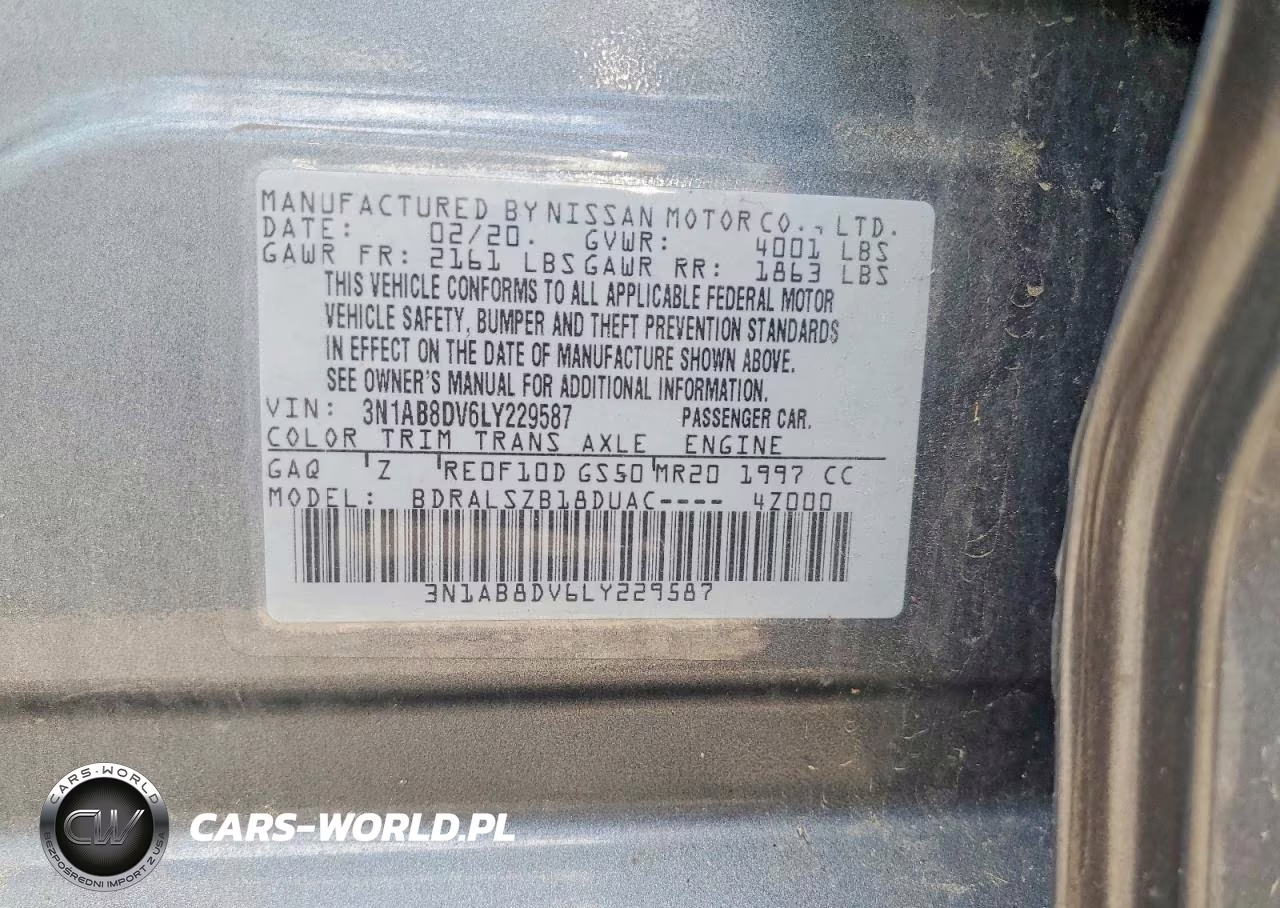 2020 Nissan Sentra Sr VIN:3N1AB8DV6LY229587 - 12