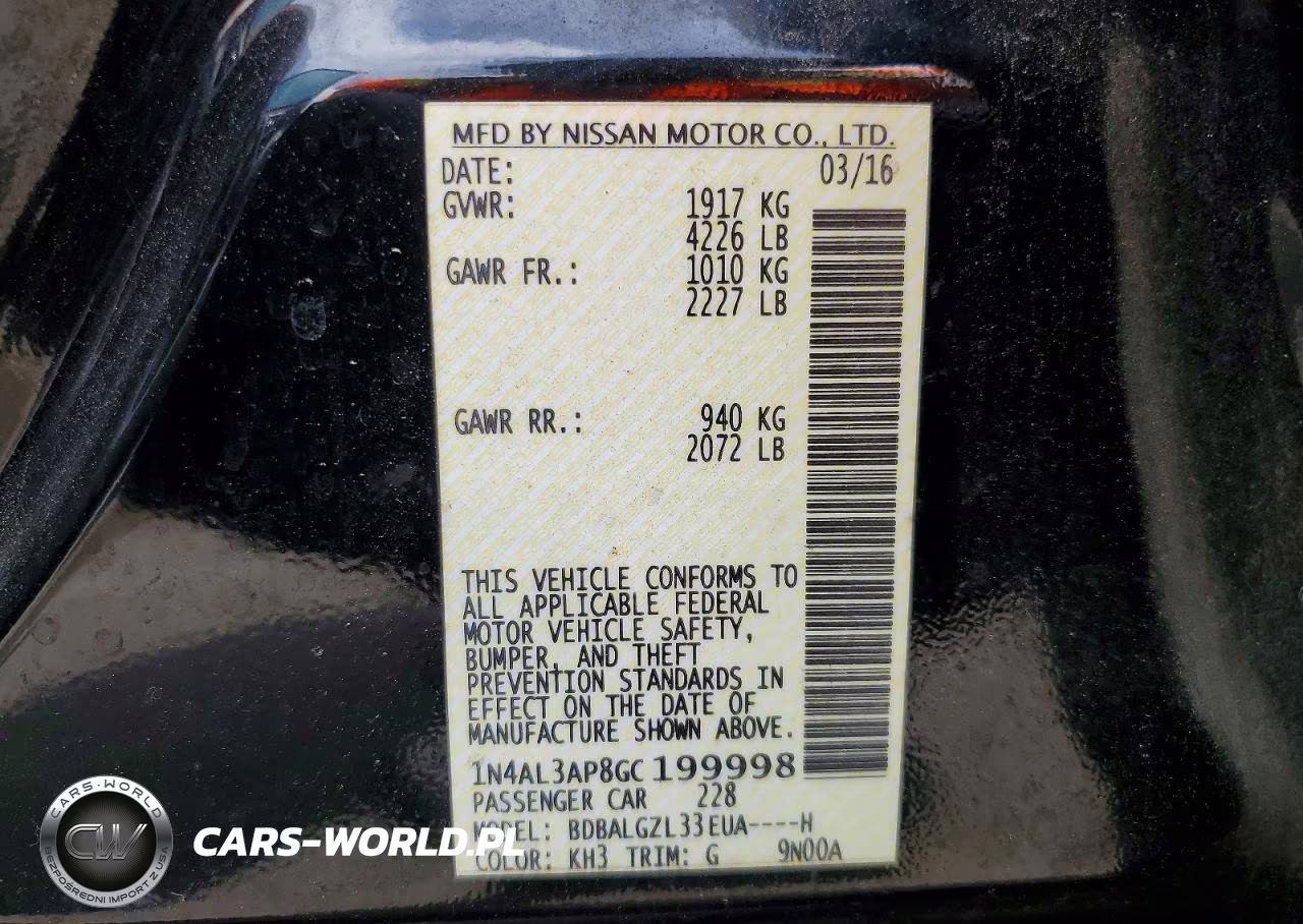 2016 Nissan Altima 2.5 S VIN:1N4AL3AP8GC199998 - 12
