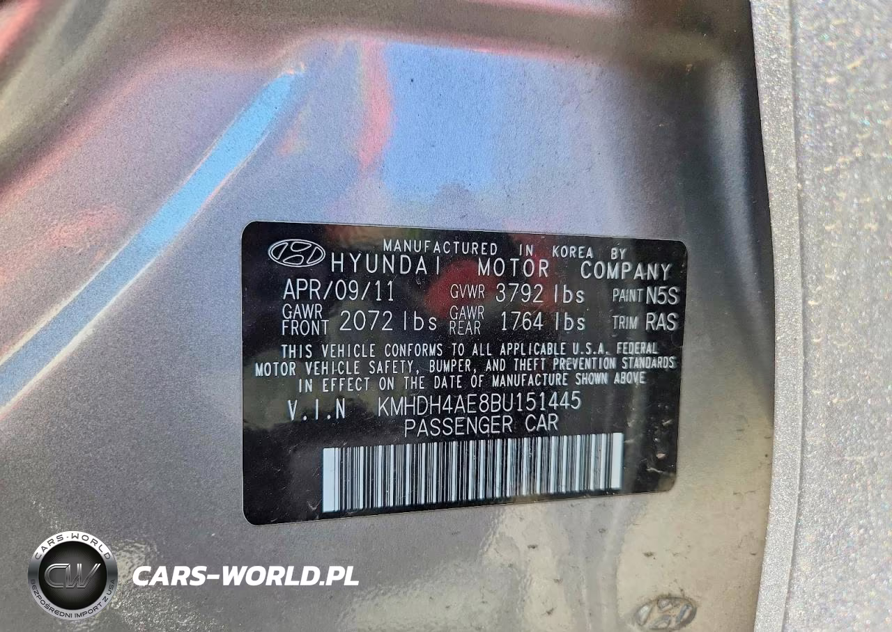 2011 Hyundai Elantra Gls VIN:KMHDH4AE8BU151445 - 12