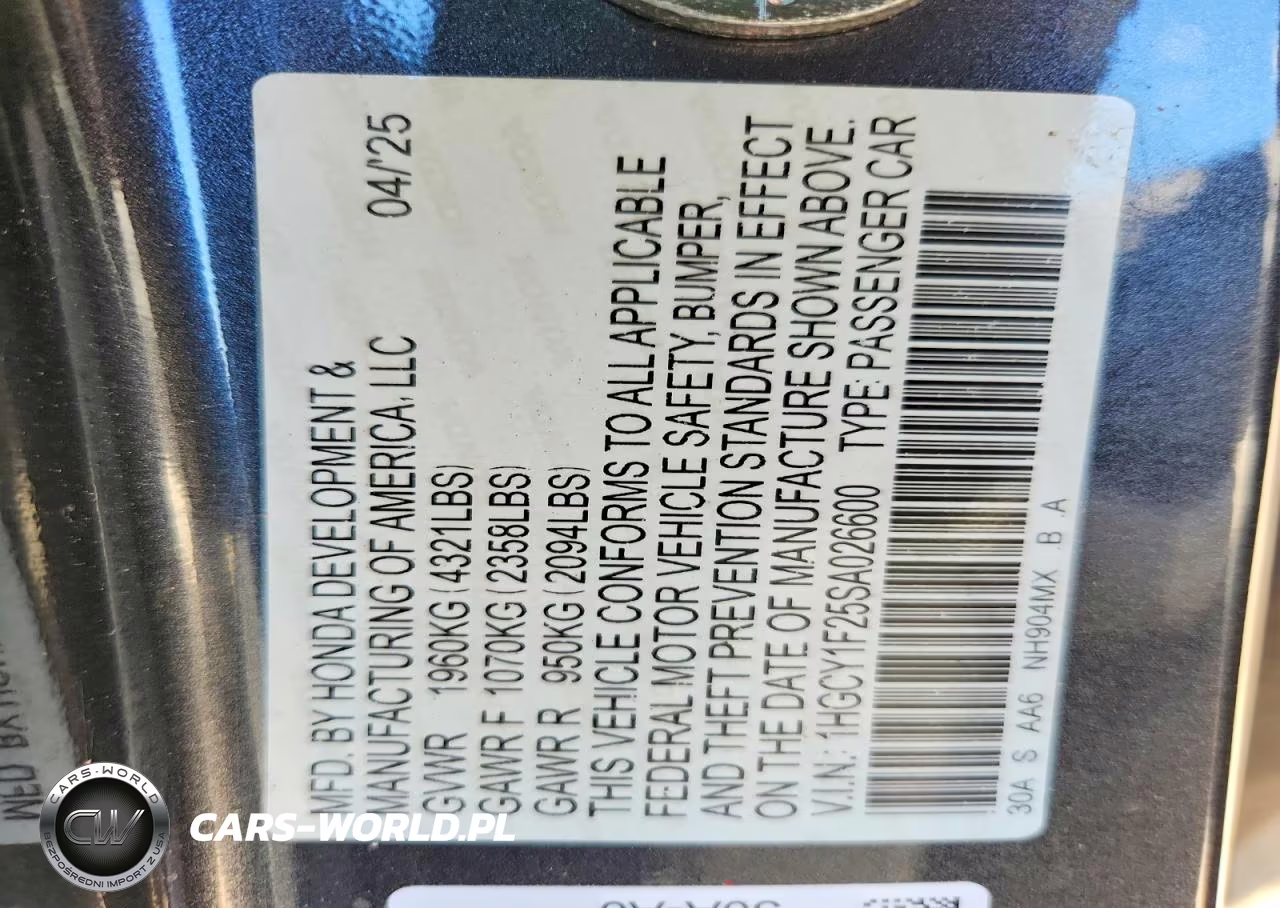 2025 Honda Accord Lx VIN:1HGCY1F25SA026600 - 12
