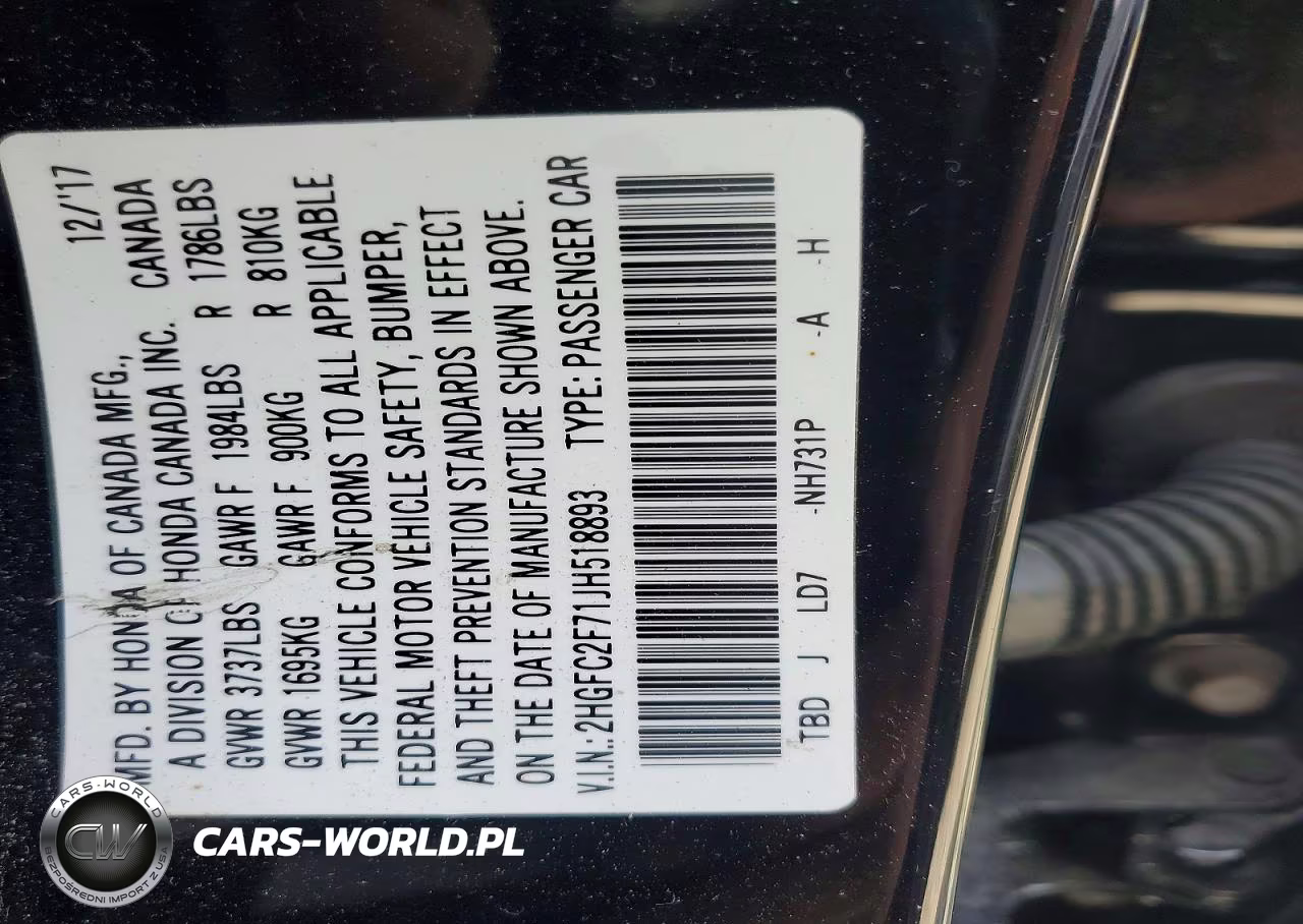2018 Honda Civic Ex VIN:2HGFC2F71JH518893 - 12