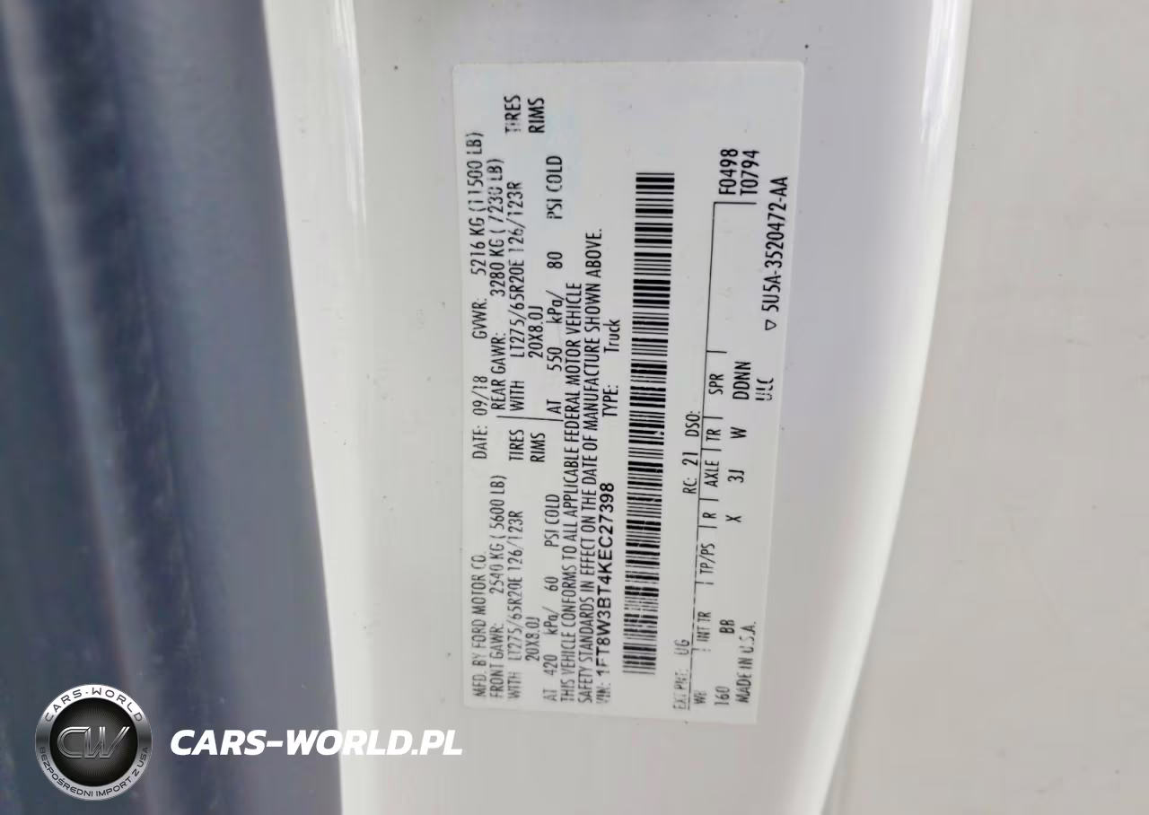 2019 Ford F350 Super Duty VIN:1FT8W3BT4KEC27398 - 12
