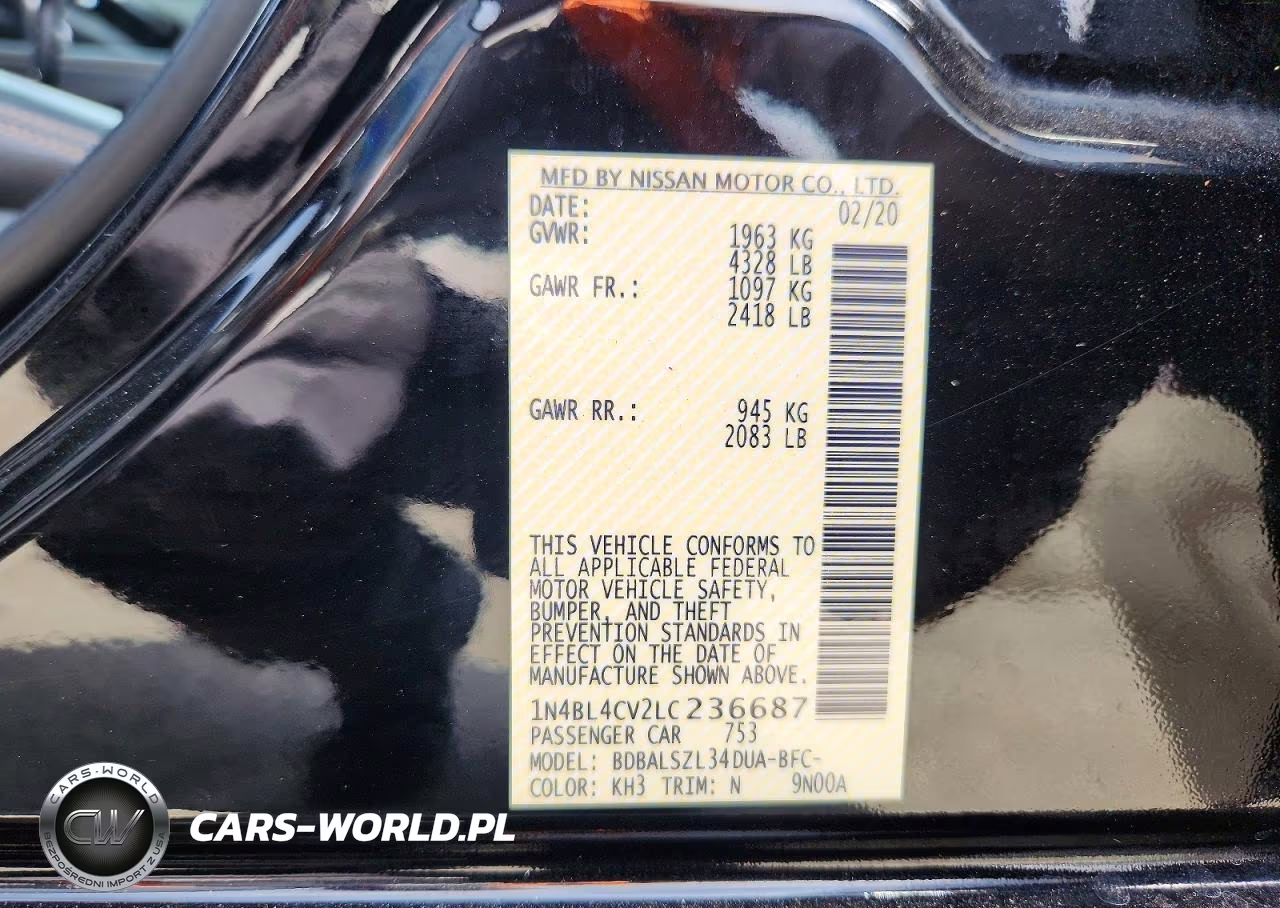 2020 Nissan Altima Sr VIN:1N4BL4CV2LC236687 - 13