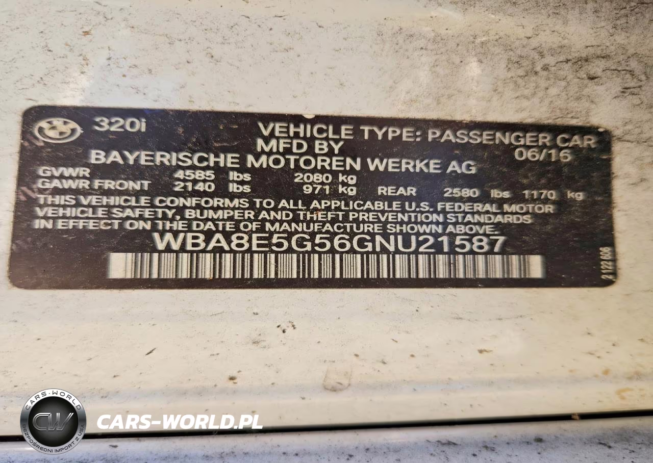 2016 BMW 320 Xi VIN:WBA8E5G56GNU21587 - 12