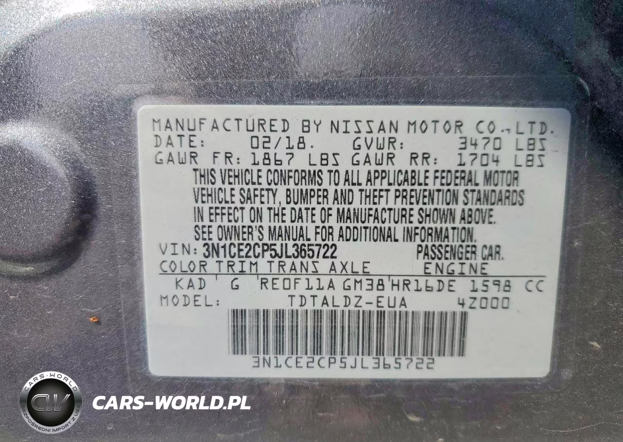 2018 Nissan Versa Note Sv VIN:3N1CE2CP5JL365722 - 12