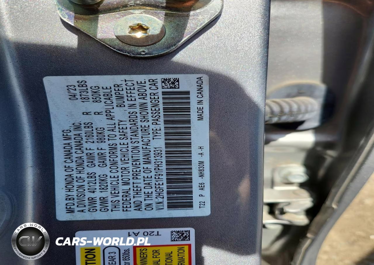 2023 Honda Civic Touring VIN:2HGFE1F91PH313931 - 12