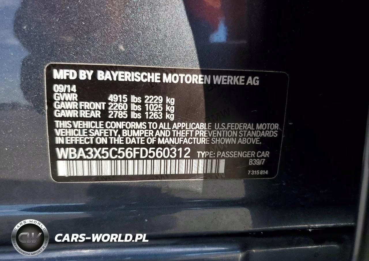 2015 BMW 328 Xigt VIN:WBA3X5C56FD560312 - 12