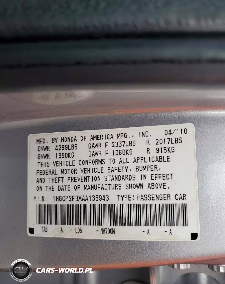 2010 Honda Accord Lx VIN:1HGCP2F3XAA135943 - 13