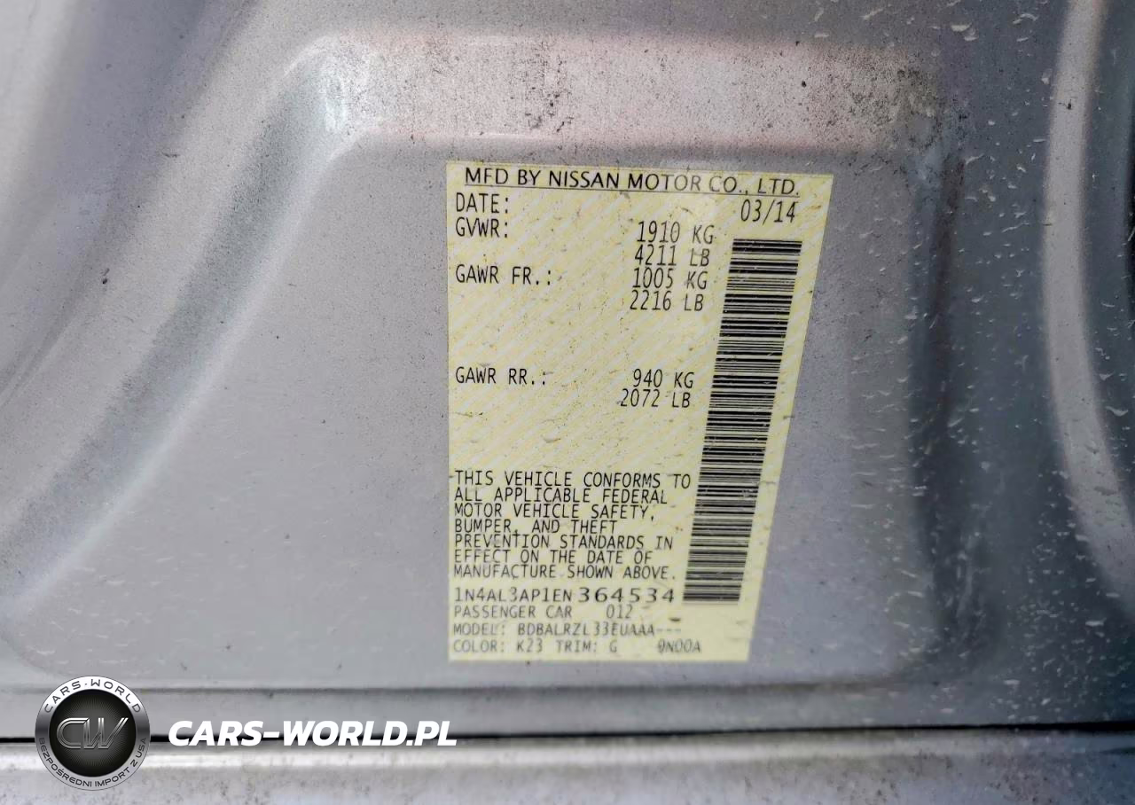 2014 Nissan Altima 2.5 S VIN:1N4AL3AP1EN364534 - 13