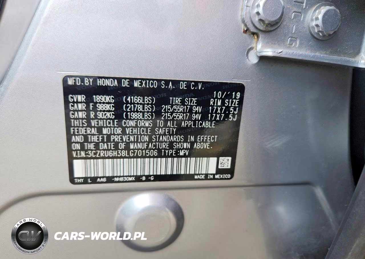 2020 Honda Hr-V Lx VIN:3CZRU6H38LG701506 - 14