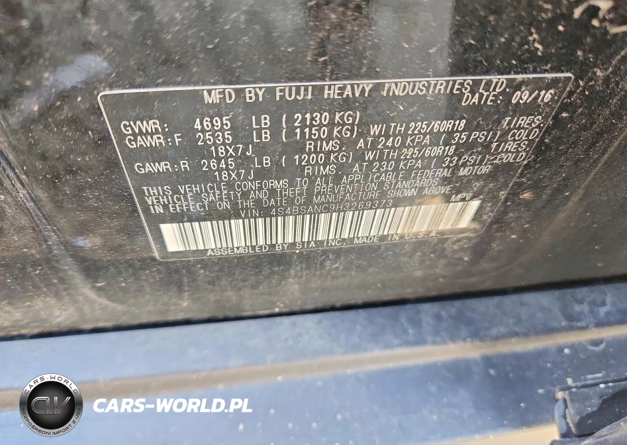 2017 Subaru Outback 2.5I Limited VIN:4S4BSANC9H3269373 - 12
