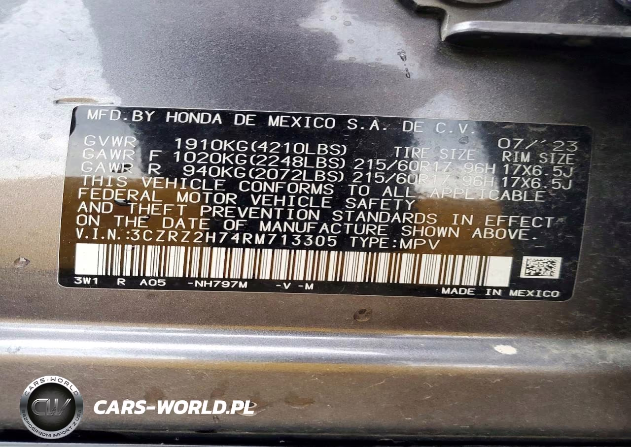 2024 Honda Hr-V Exl VIN:3CZRZ2H74RM713305 - 13