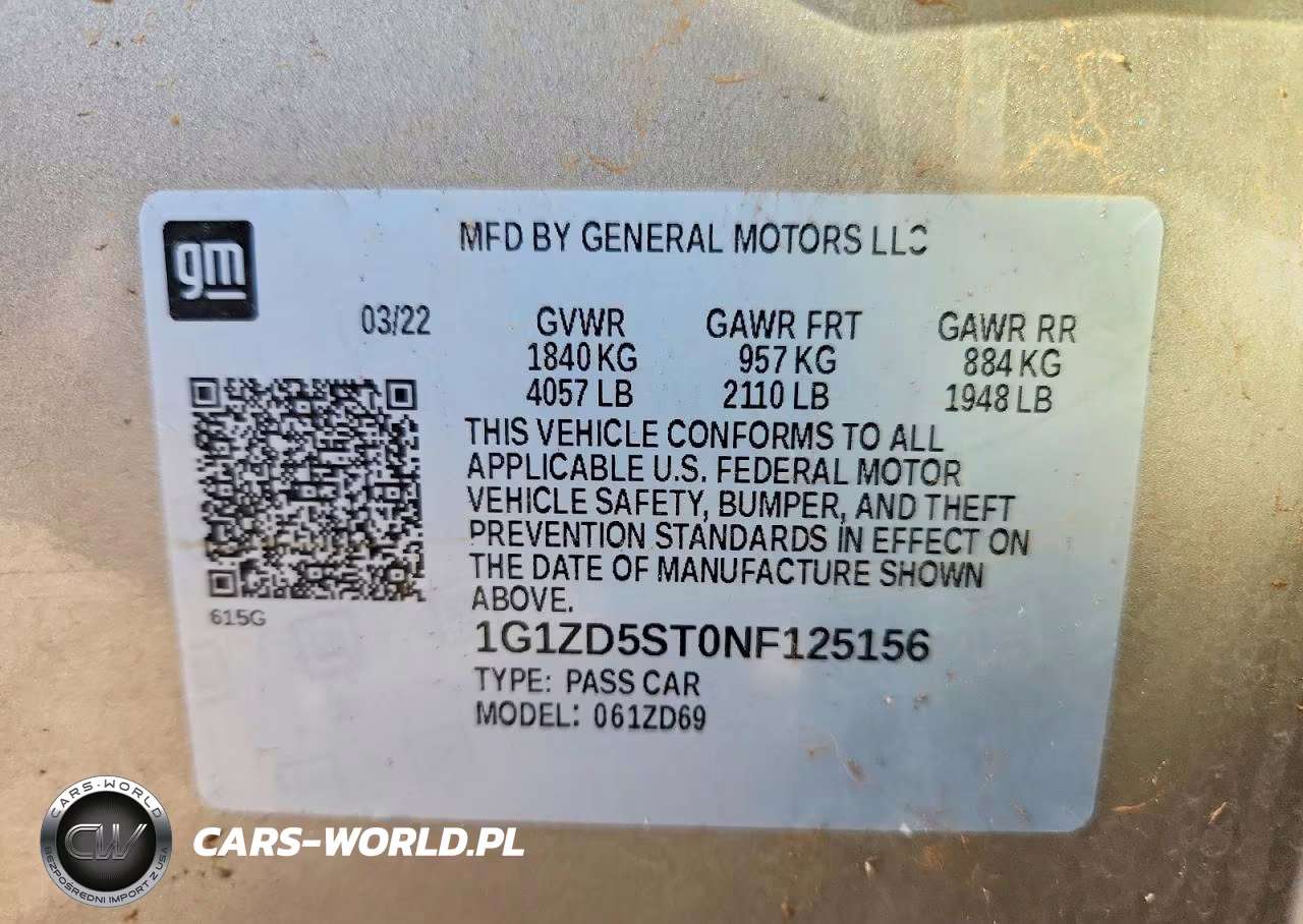 2022 Chevrolet Malibu Lt VIN:1G1ZD5ST0NF125156 - 13