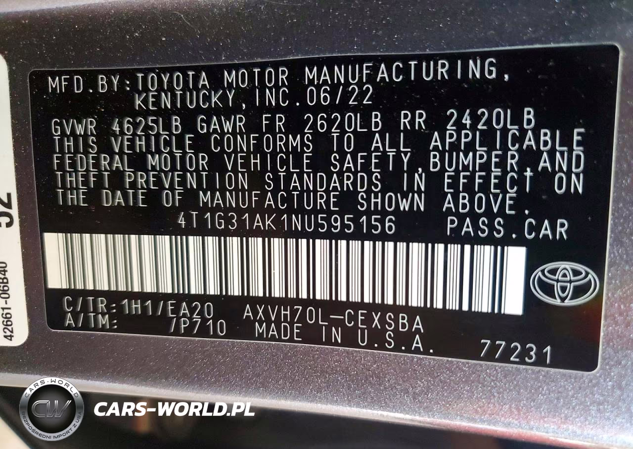 2022 Toyota Camry Hybrid Se VIN:4T1G31AK1NU595156 - 12