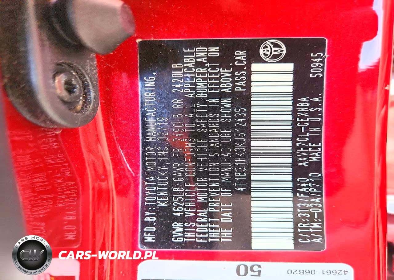 2019 Toyota Camry Le VIN:4T1B31HK3KU512435 - 12