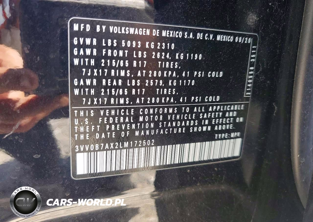 2020 Volkswagen Tiguan S VIN:3VV0B7AX2LM172502 - 14