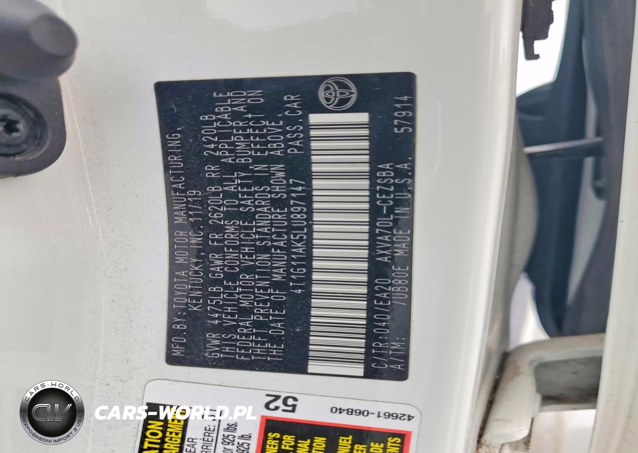2020 Toyota Camry Se VIN:4T1G11AK5LU897147 - 12