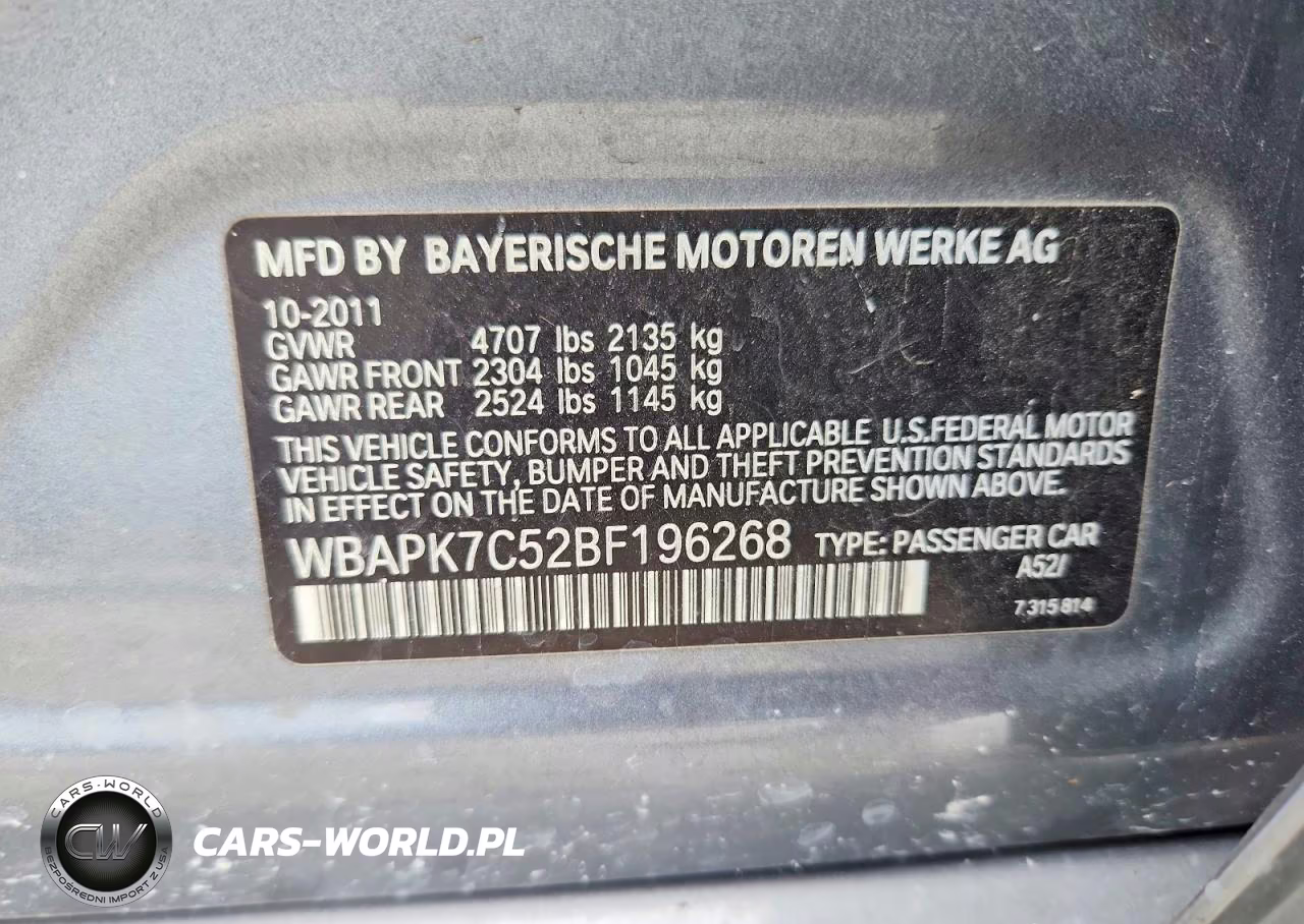 2011 BMW 328 Xi VIN:WBAPK7C52BF196268 - 12