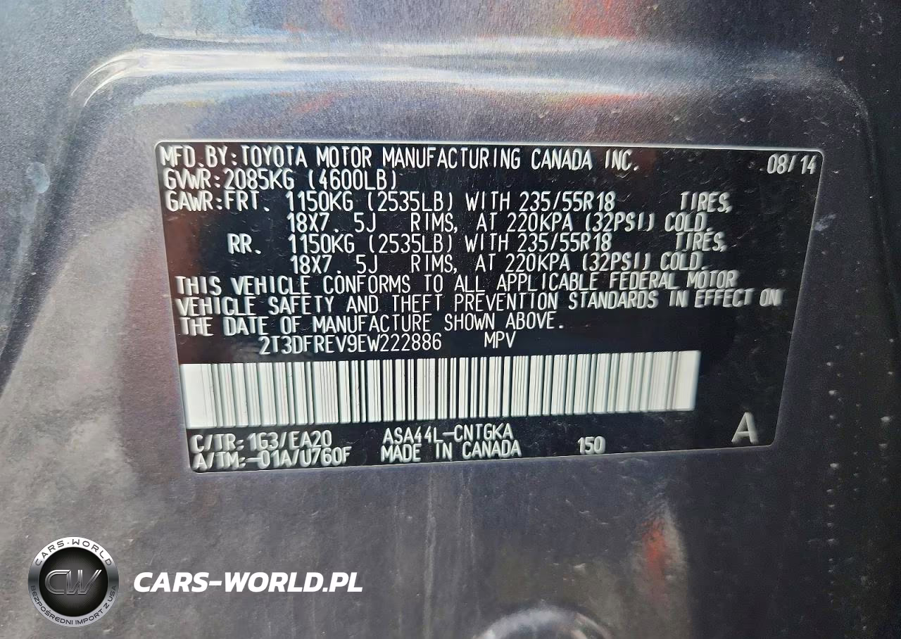 2014 Toyota Rav4 Limited VIN:2T3DFREV9EW222886 - 12