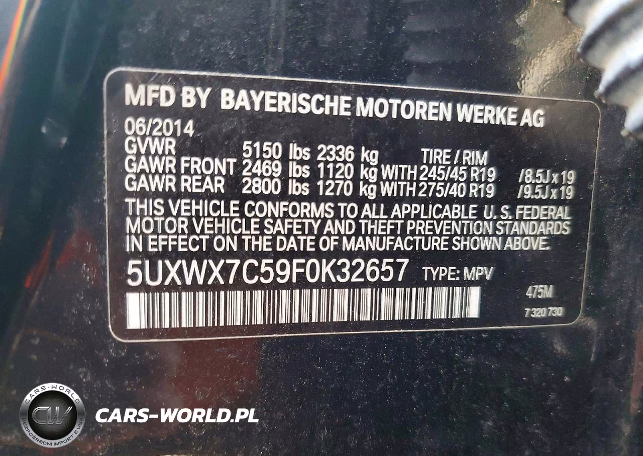 2015 BMW X3 xDrive35I VIN:5UXWX7C59F0K32657 - 13