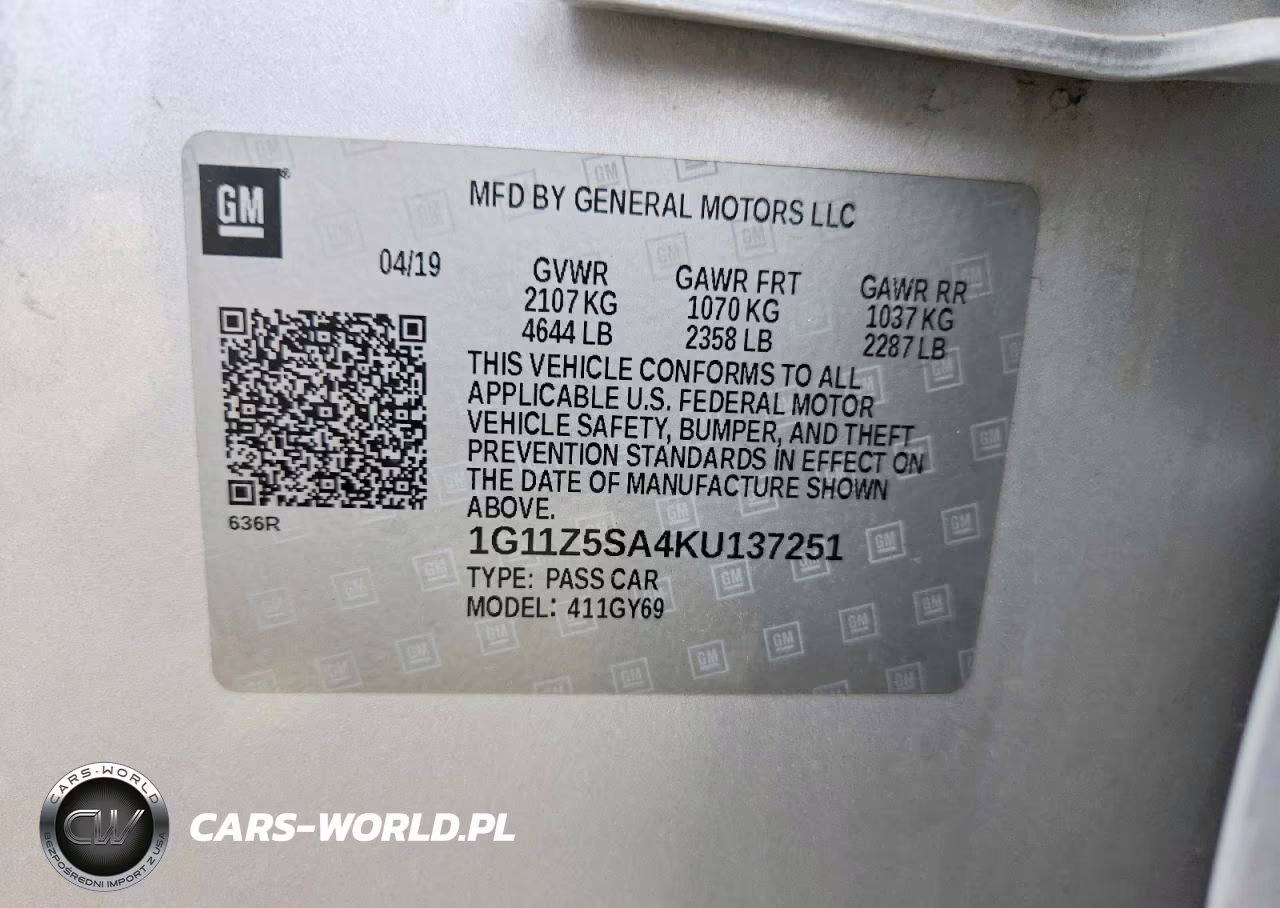 2019 Chevrolet Impala Lt VIN:1G11Z5SA4KU137251 - 12