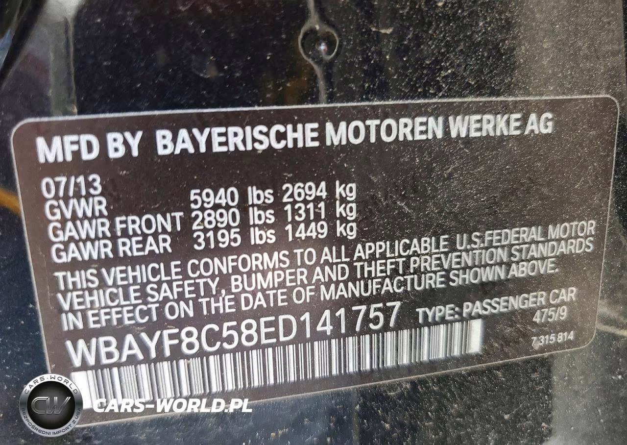 2014 BMW 750 Lxi VIN:WBAYF8C58ED141757 - 12