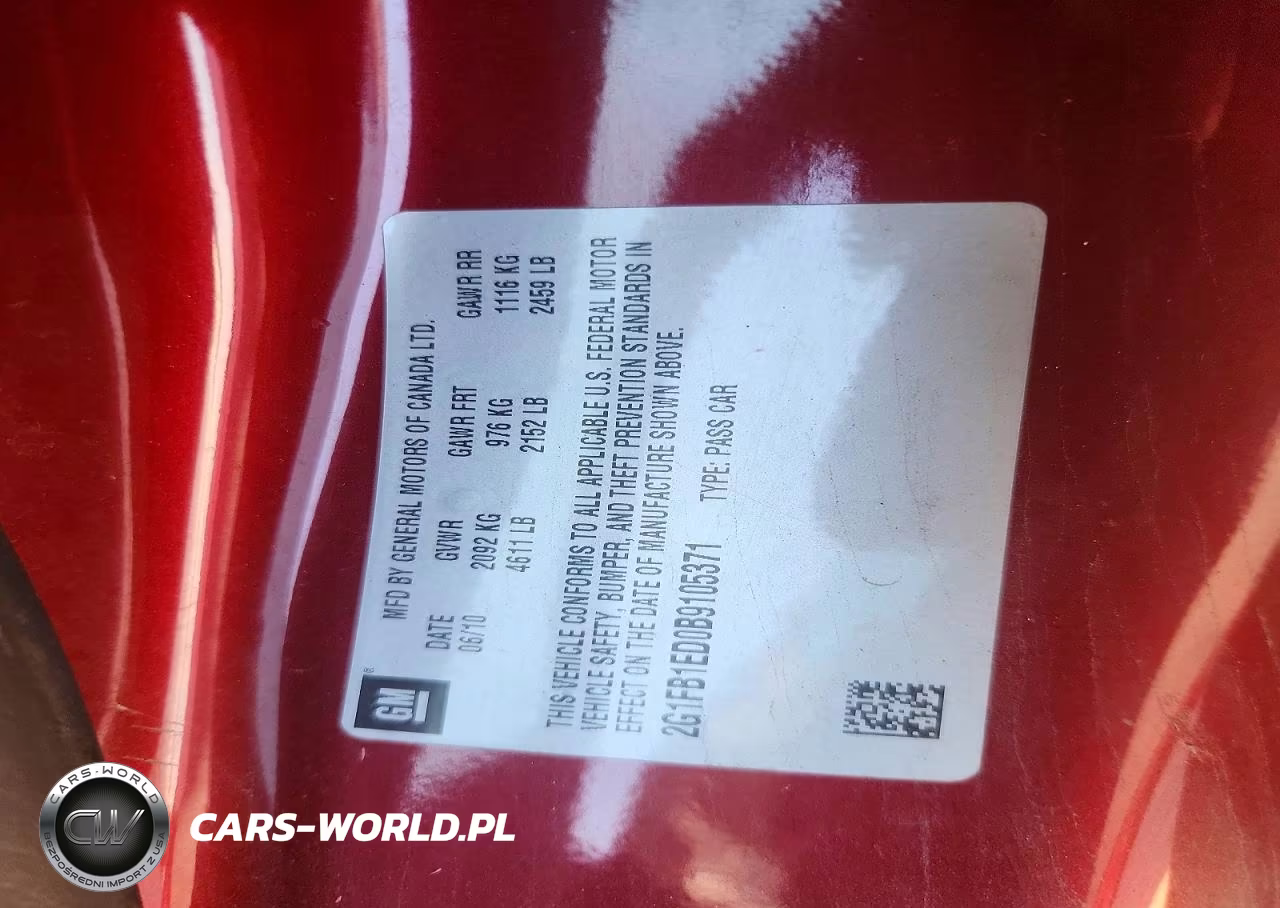 2011 Chevrolet Camaro Lt VIN:2G1FB1ED0B9105371 - 12