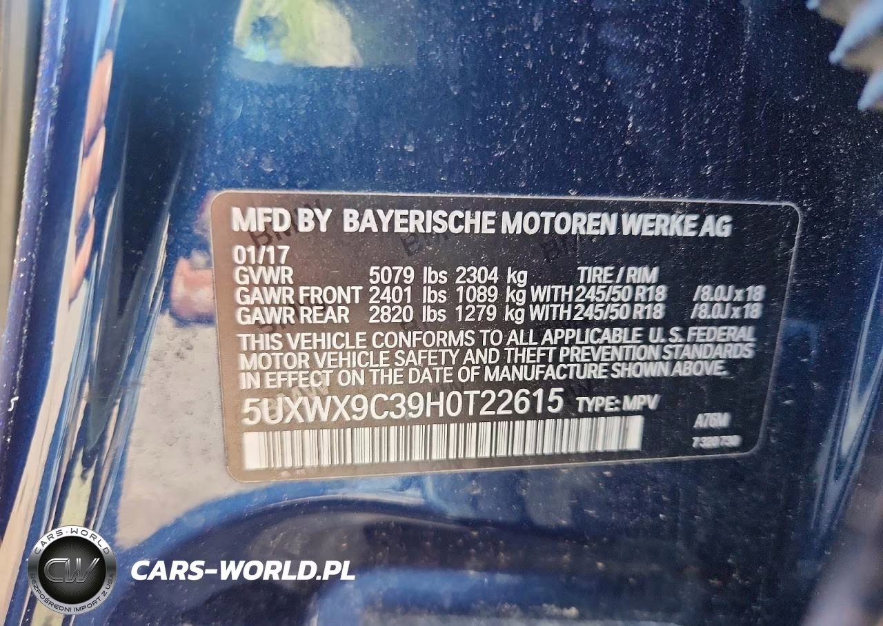 2017 BMW X3 xDrive28I VIN:5UXWX9C39H0T22615 - 14