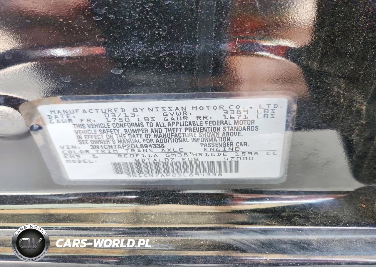 2013 Nissan Versa 1.6 S VIN:3N1CN7AP2DL894338 - 12