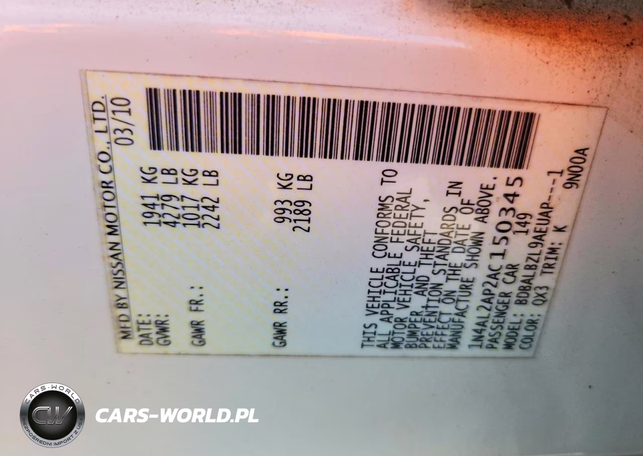 2010 Nissan Altima 2.5 VIN:1N4AL2AP2AC150345 - 12