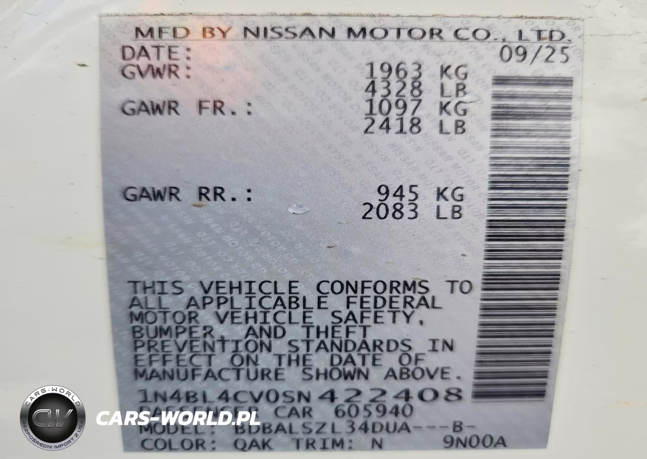 2025 Nissan Altima Sr VIN:1N4BL4CV0SN422408 - 13