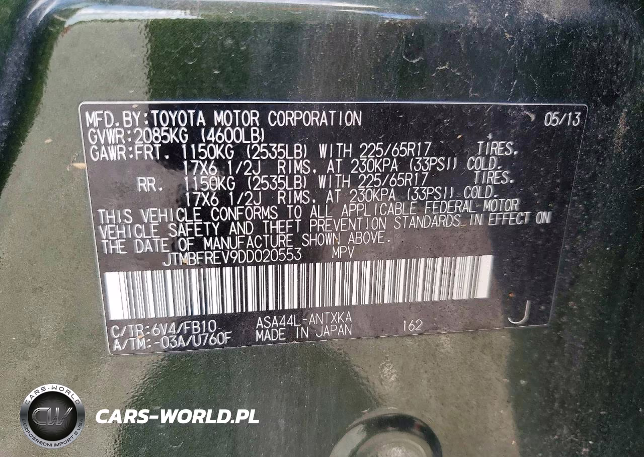 2013 Toyota Rav4 Le VIN:JTMBFREV9DD020553 - 13