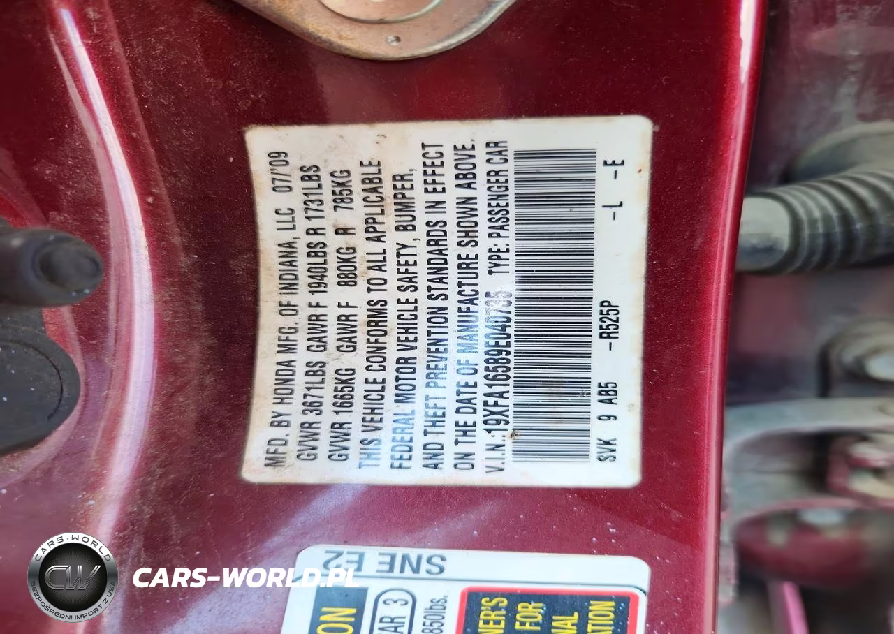 2009 Honda Civic Lx VIN:19XFA16589E040735 - 12
