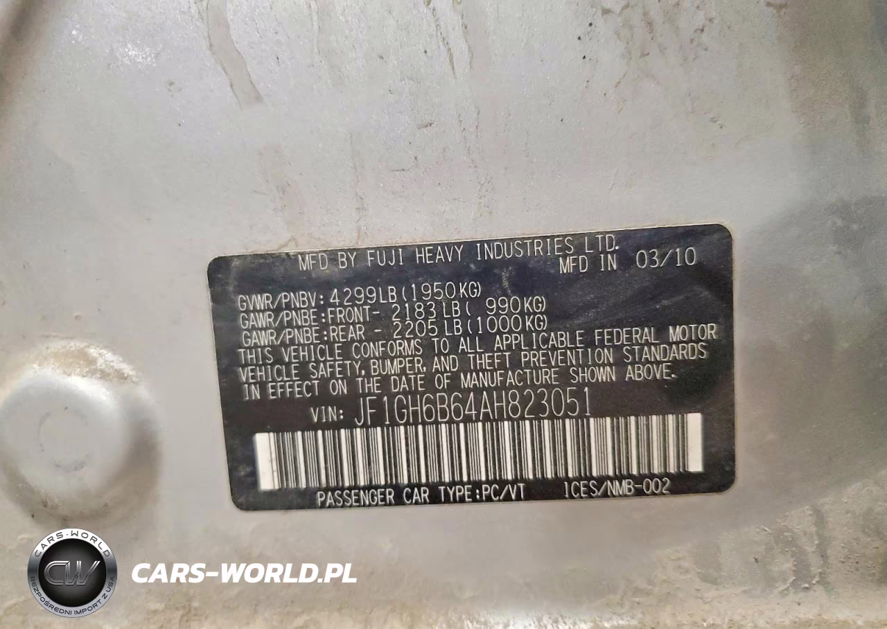 2010 Subaru Impreza 2.5I Premium VIN:JF1GH6B64AH823051 - 12