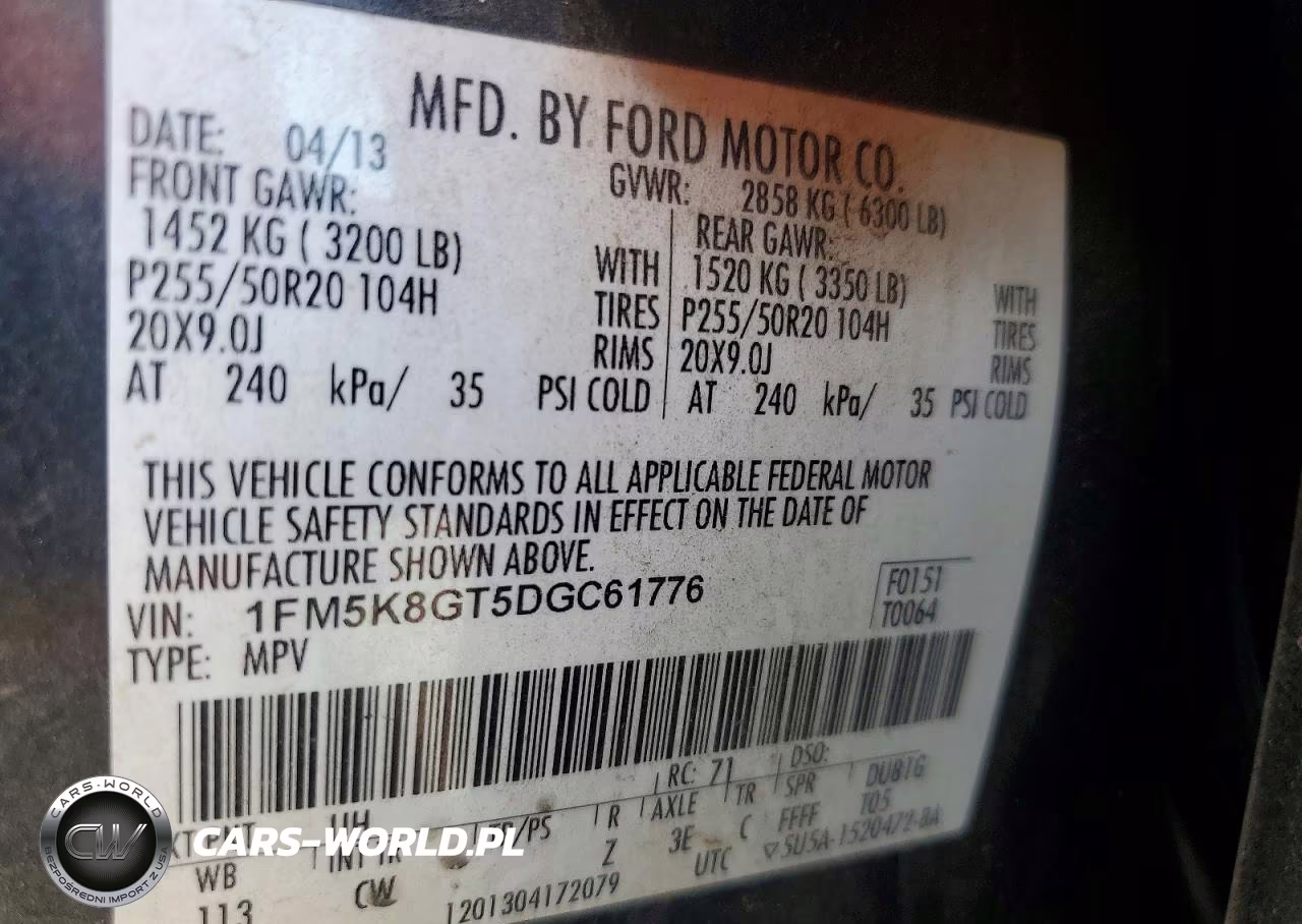 2013 Ford Explorer Sport VIN:1FM5K8GT5DGC61776 - 13