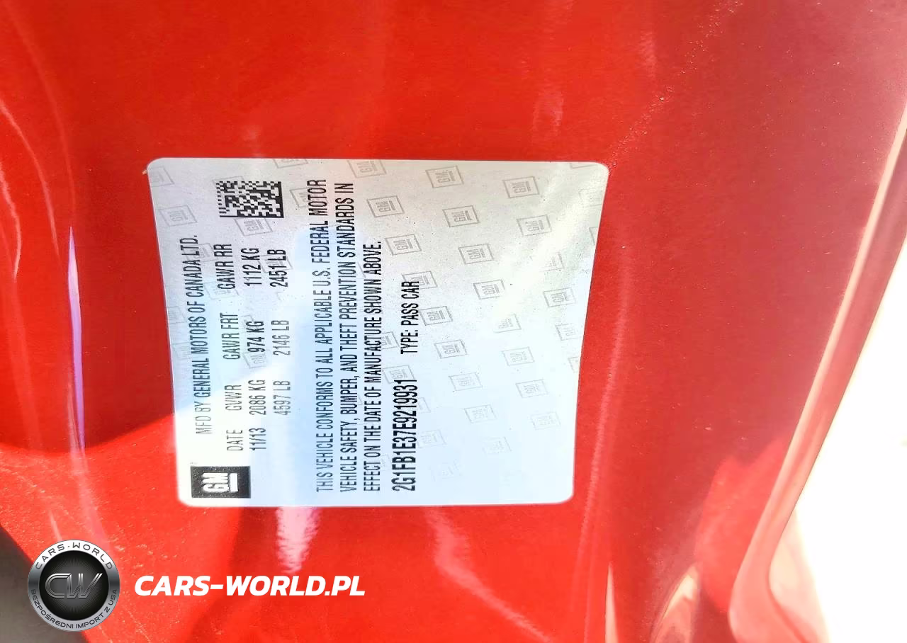 2014 Chevrolet Camaro Lt VIN:2G1FB1E37E9219931 - 12