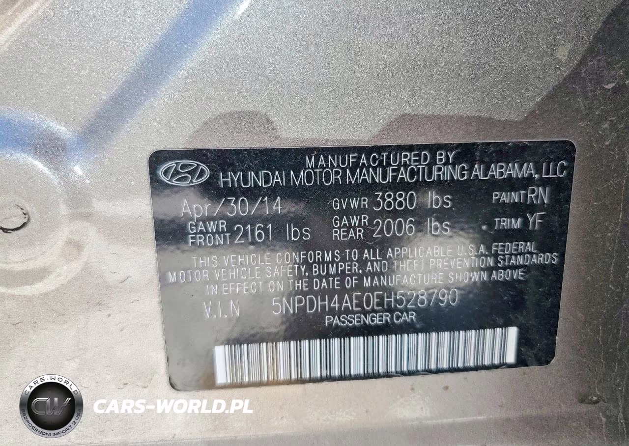 2014 Hyundai Elantra Se VIN:5NPDH4AE0EH528790 - 12