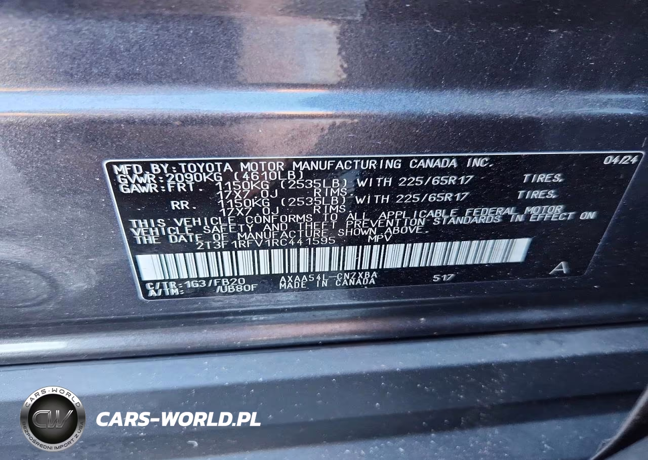 2024 Toyota Rav4 Le VIN:2T3F1RFV1RC441595 - 14