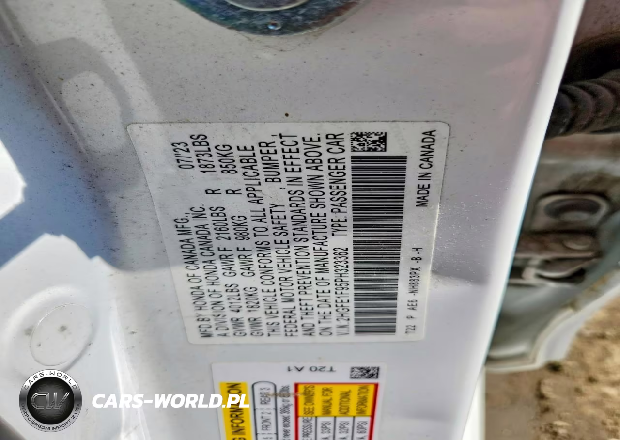 2023 Honda Civic Touring VIN:2HGFE1F95PH323362 - 12