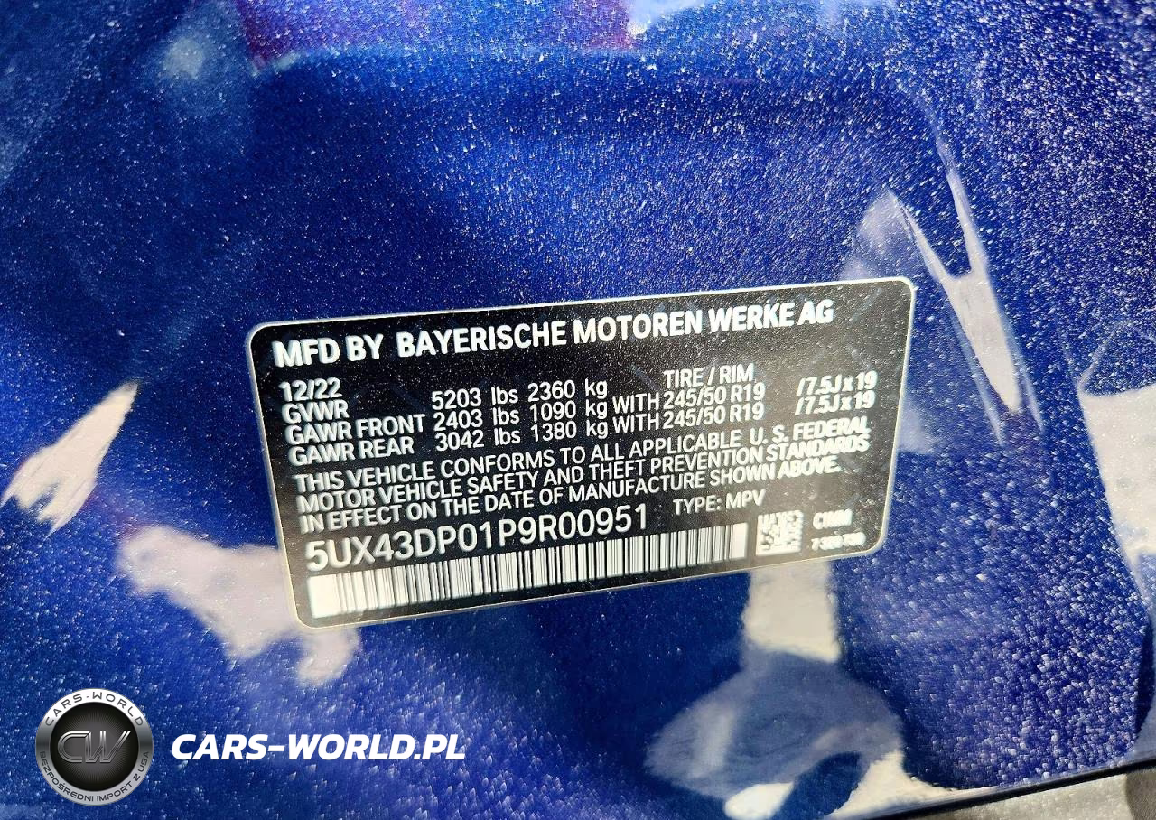 2023 BMW X3 Sdrive30I VIN:5UX43DP01P9R00951 - 12