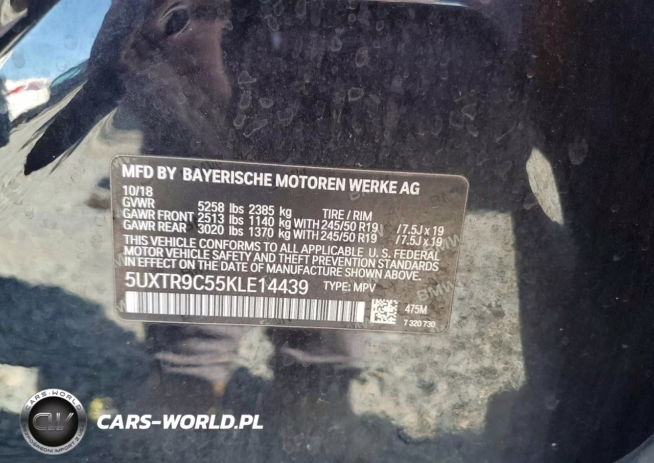 2019 BMW X3 xDrive30I VIN:5UXTR9C55KLE14439 - 13