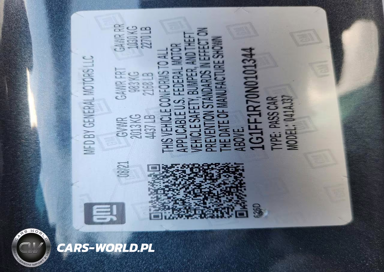 2022 Chevrolet Camaro Lt1 VIN:1G1FF1R70N0101344 - 12