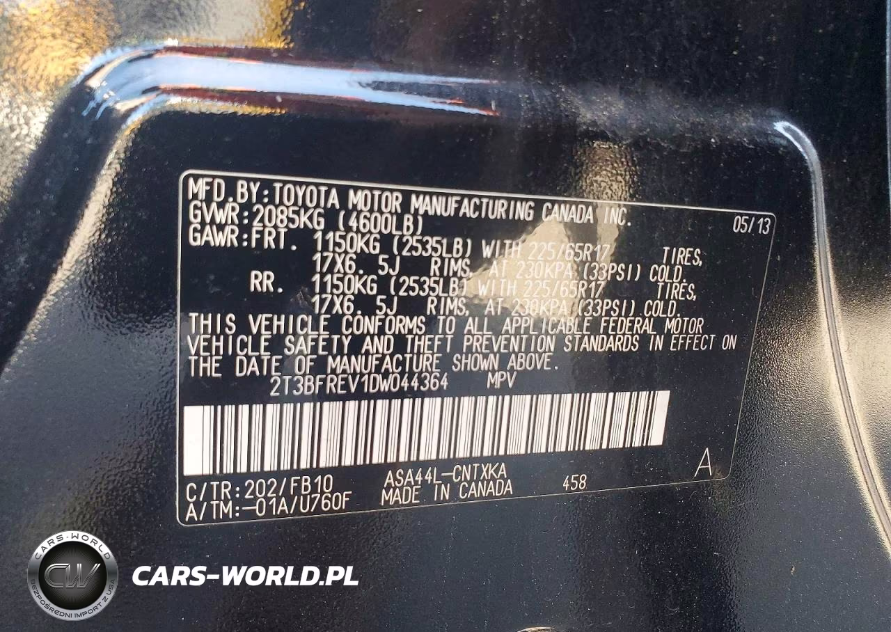2013 Toyota Rav4 Le VIN:2T3BFREV1DW044364 - 13
