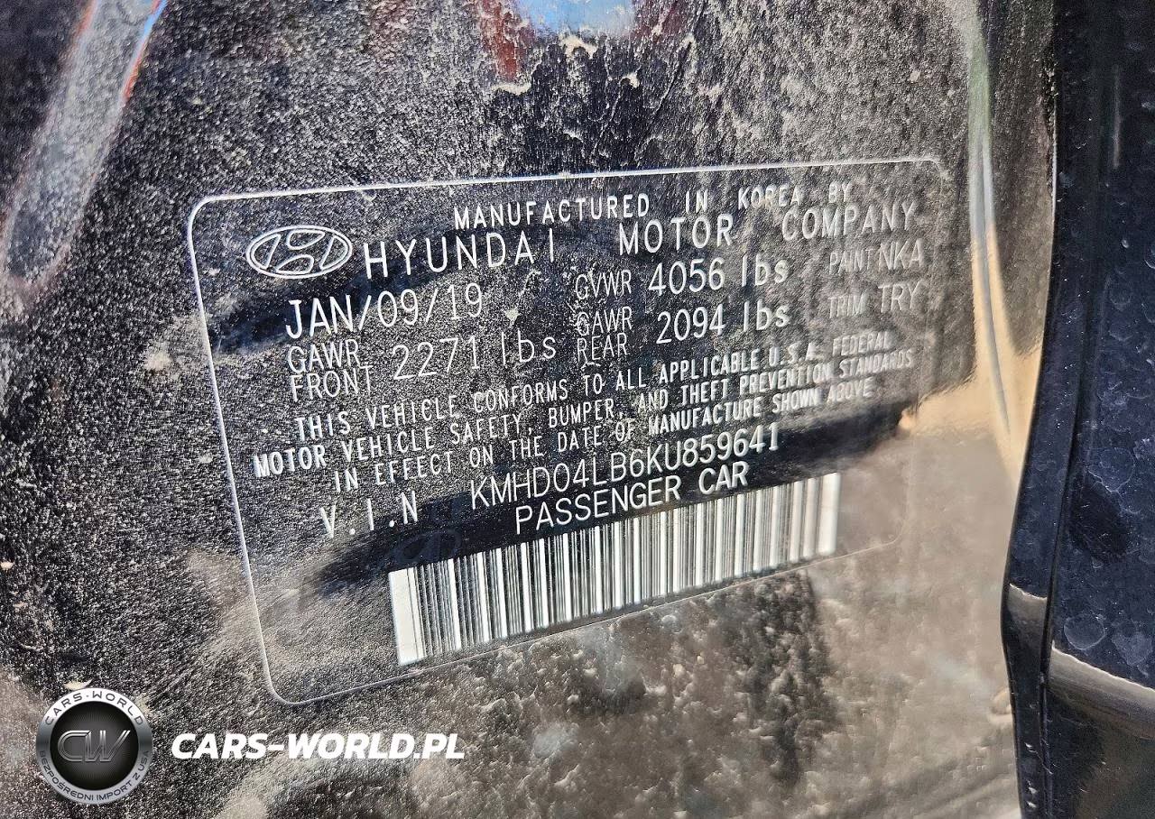 2019 Hyundai Elantra Sport VIN:KMHD04LB6KU859641 - 13