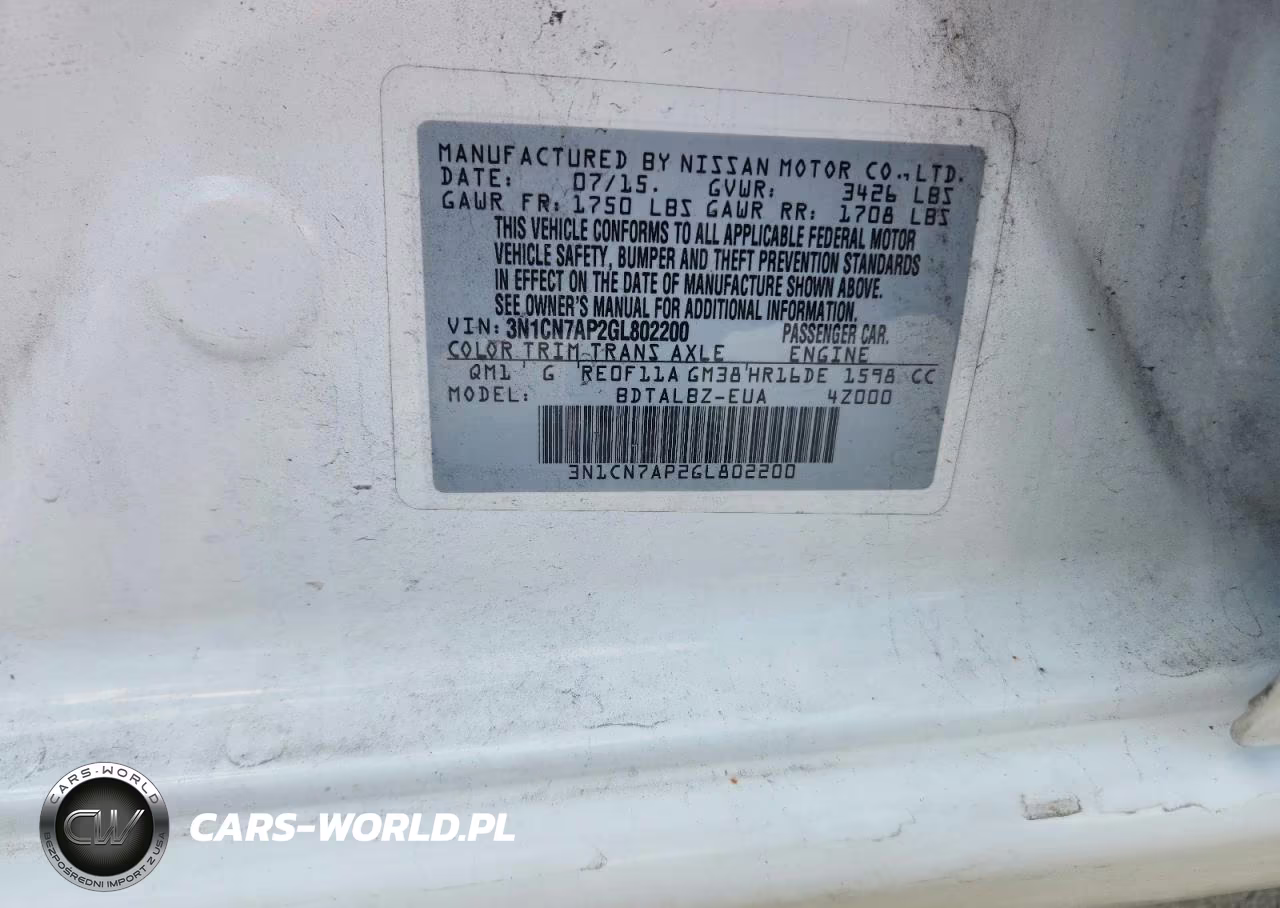 2016 Nissan Versa 1.6 Sv VIN:3N1CN7AP2GL802200 - 13