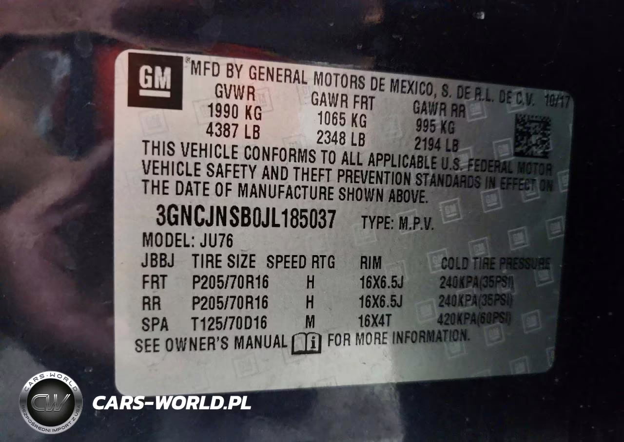 2018 Chevrolet Trax Ls VIN:3GNCJNSB0JL185037 - 13