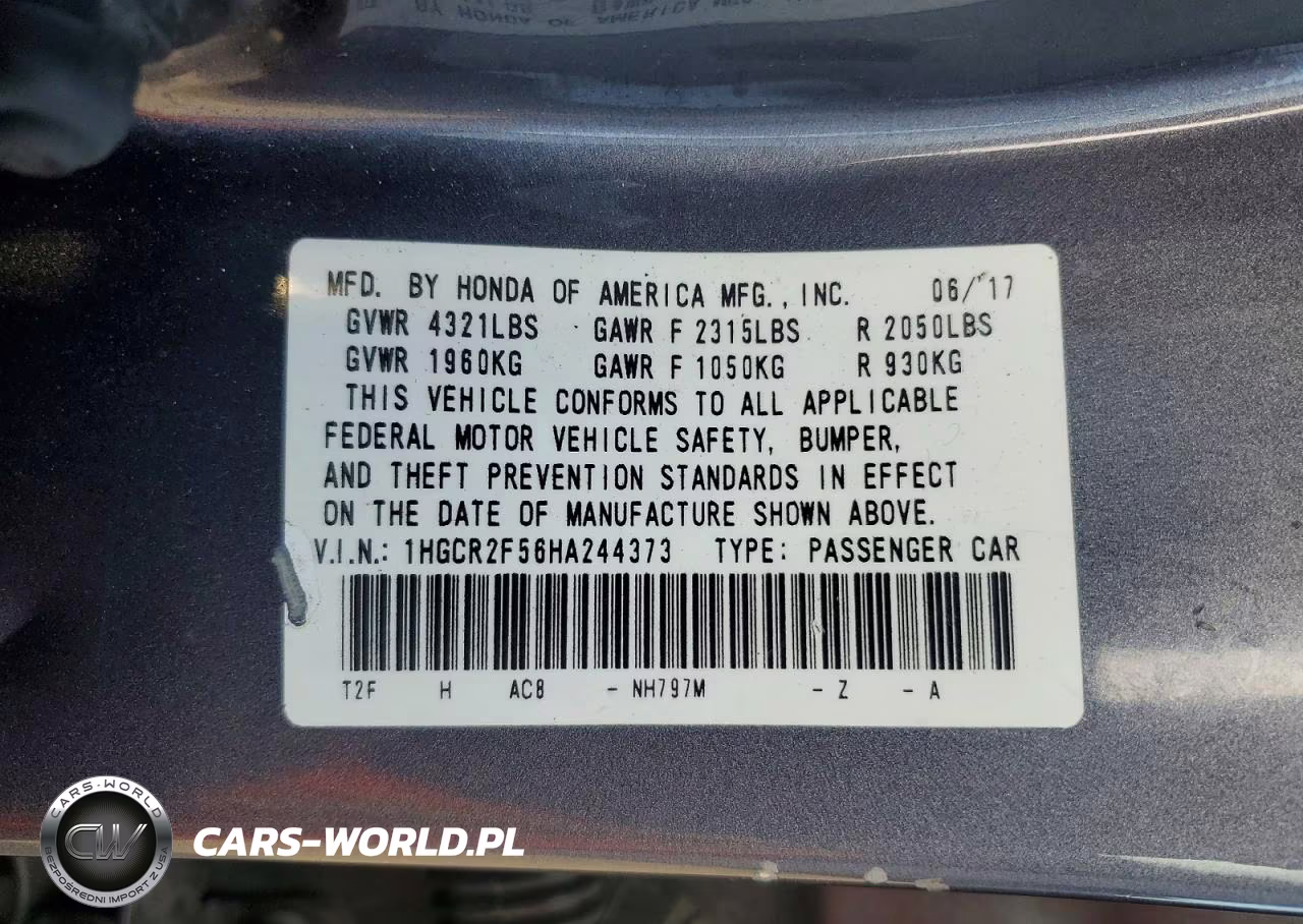 2017 Honda Accord Sport VIN:1HGCR2F56HA244373 - 12