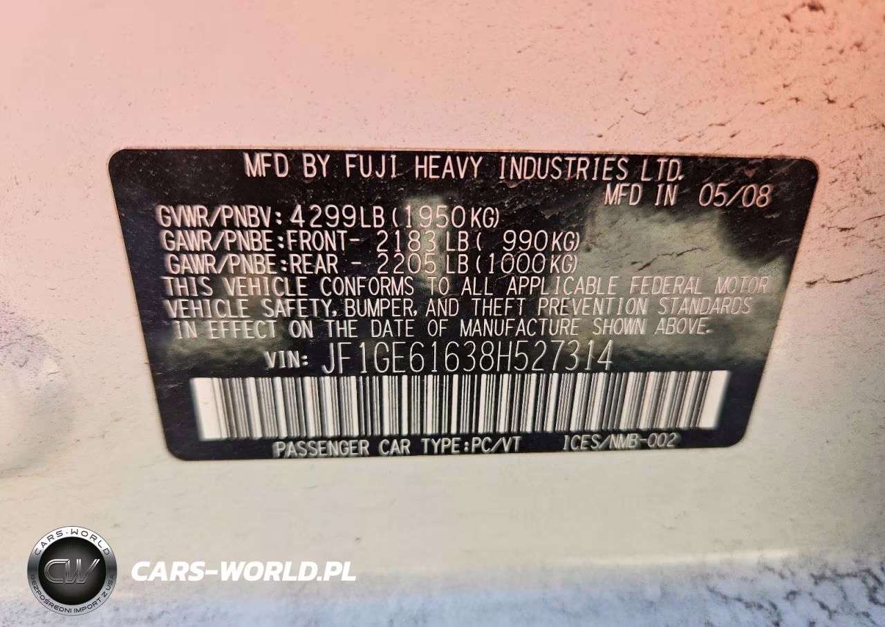 2008 Subaru Impreza 2.5I VIN:JF1GE61638H527314 - 12
