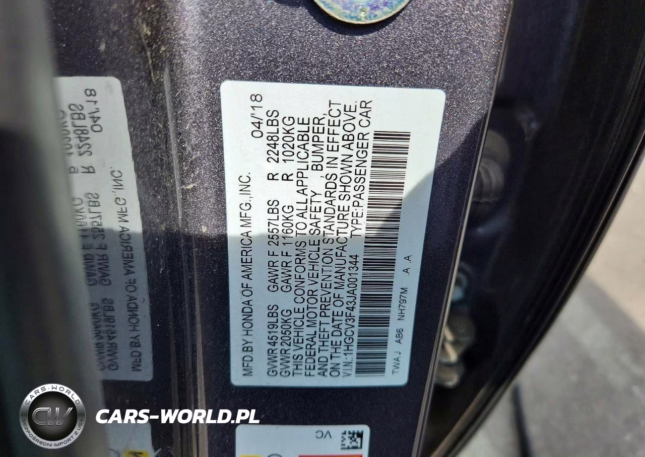 2018 Honda Accord Hybrid Ex VIN:1HGCV3F43JA001344 - 12